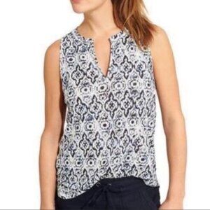 ATHLETA Newport Medallion Linen Tank XS 100% Linen Top Sleeveless Print Women